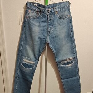 Levi's 501 '93 Premium Distressed Straight Jeans Blue ButtonFly Men's 33x32 NWOT